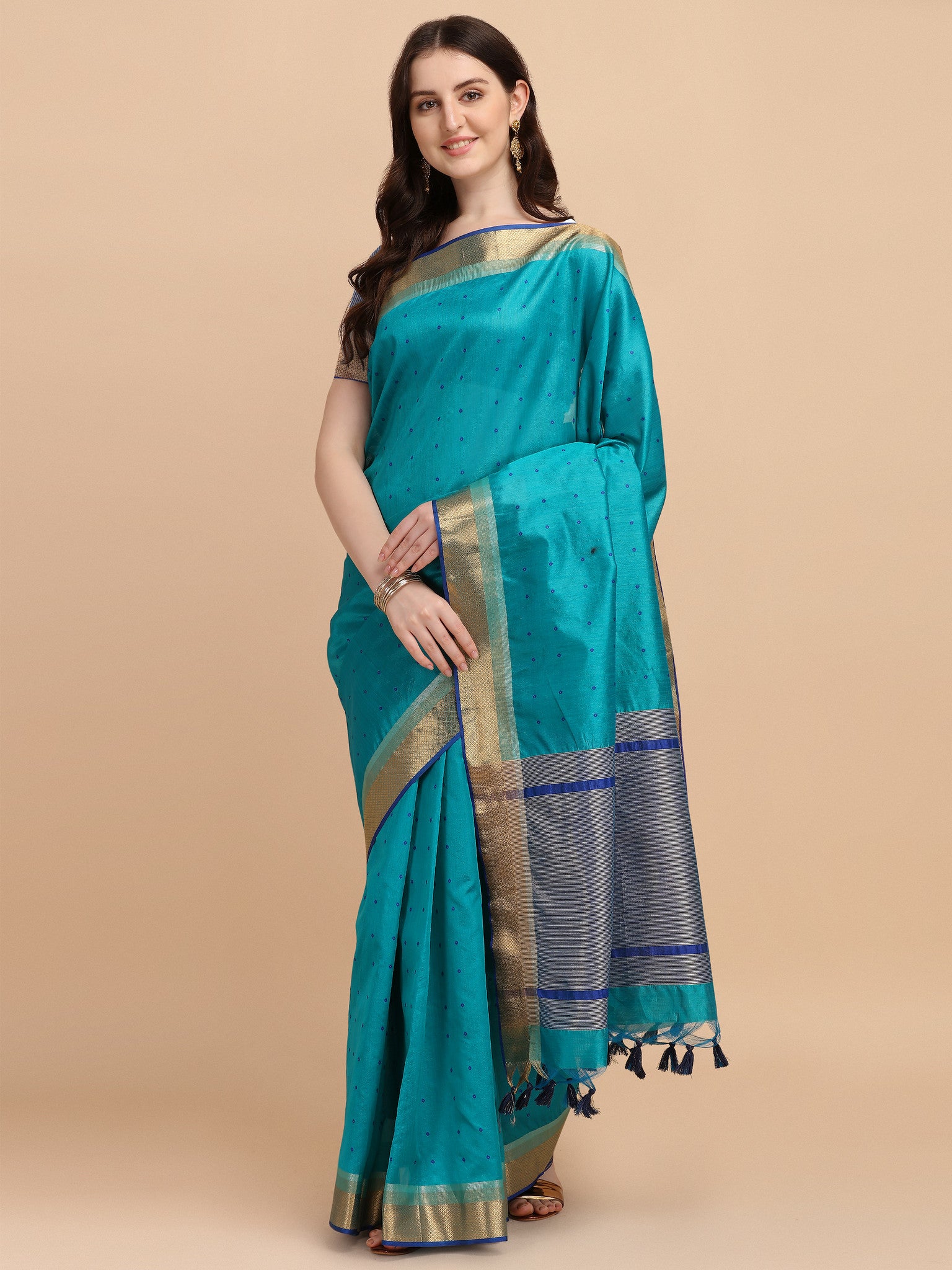 Firozi Color Tussar Silk Saree  -  Maheera  Collection YF#23080