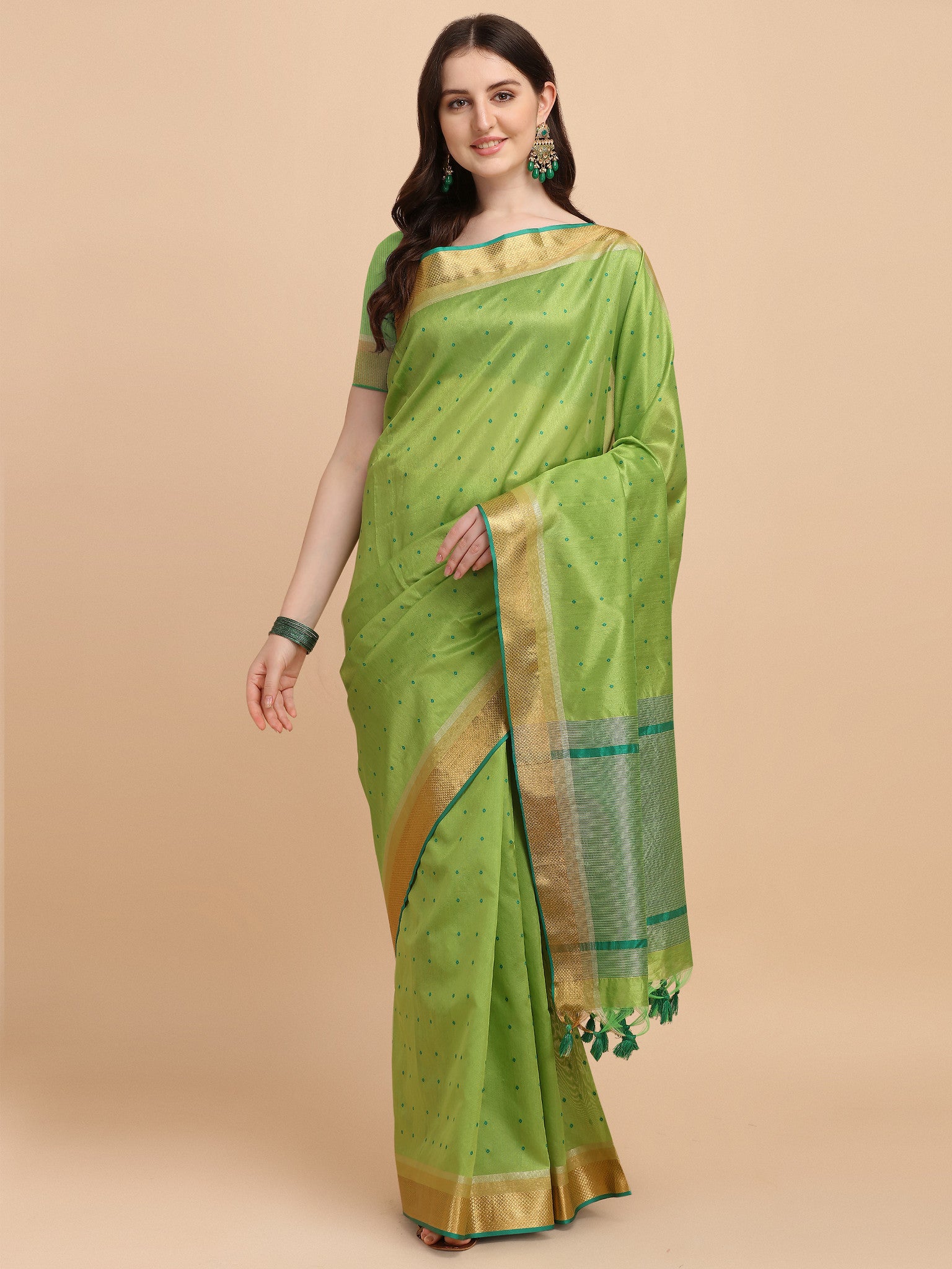 Olive Color Tussar Silk Saree  -  Maheera  Collection YF#23081