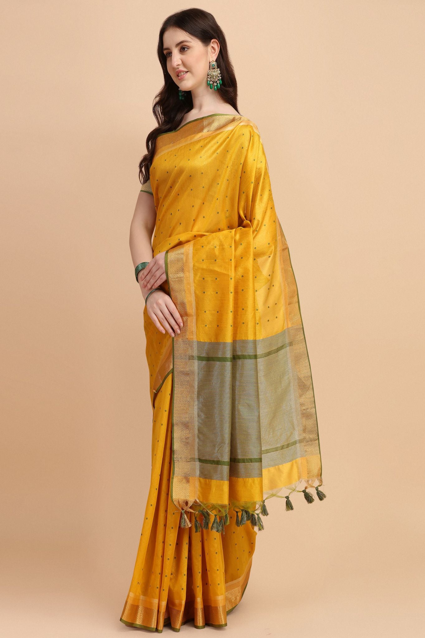 Yellow Color Tussar Silk Saree  -  Maheera  Collection YF#23084