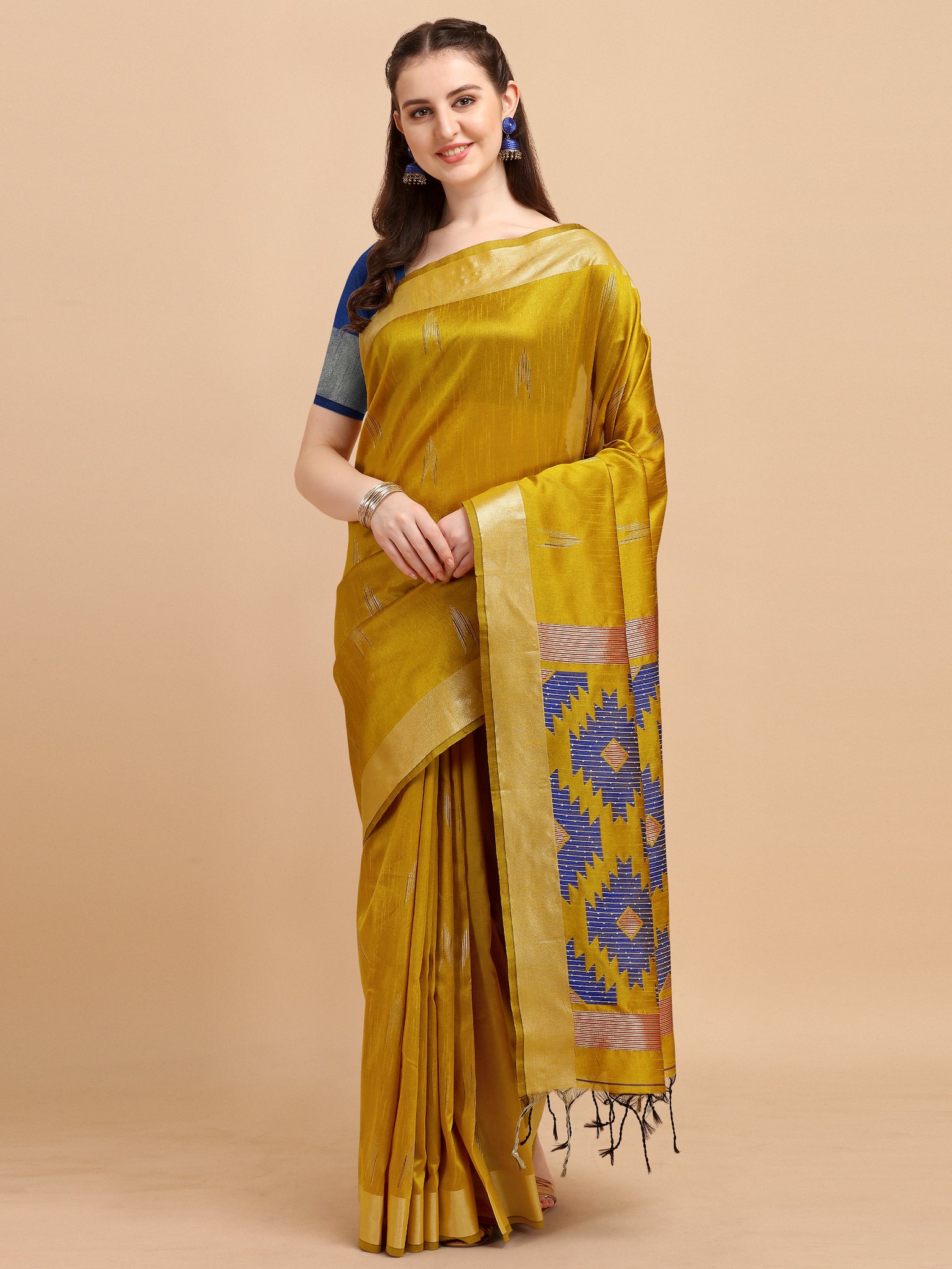 Mustard Color Banglori Raw Silk Saree - Nimisha Collection YF#23036