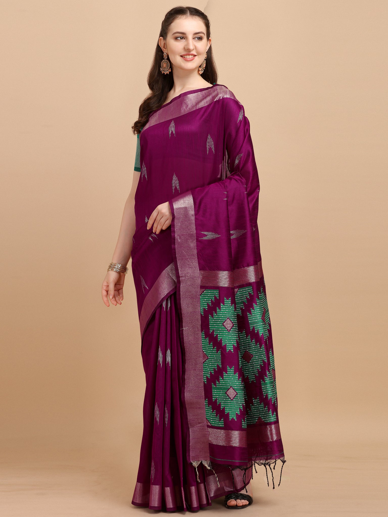Wine Color Banglori Raw Silk Saree - Nimisha Collection YF#23038