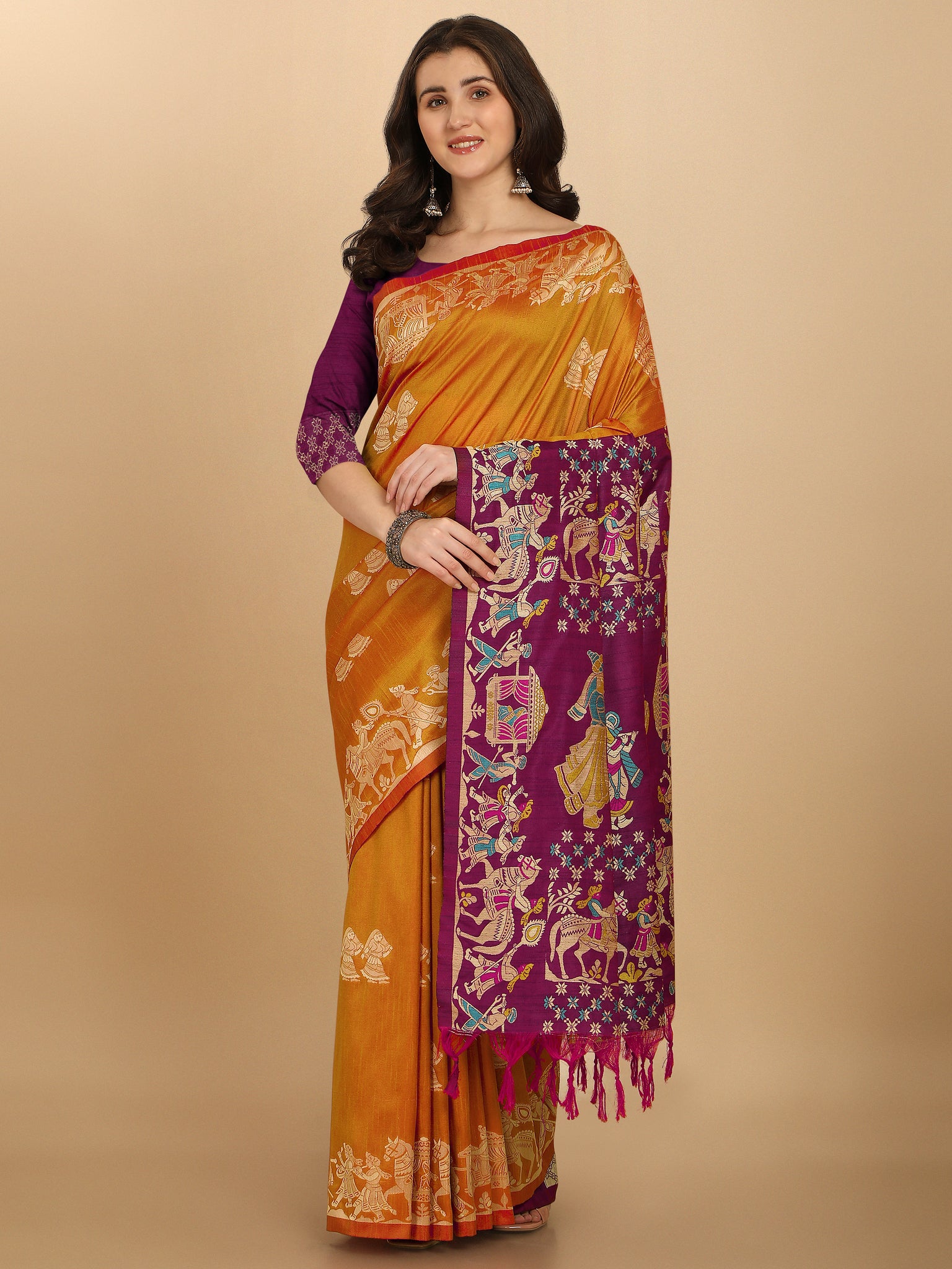 Orange Color Raw Silk Saree -Shivika Collection YF#23041