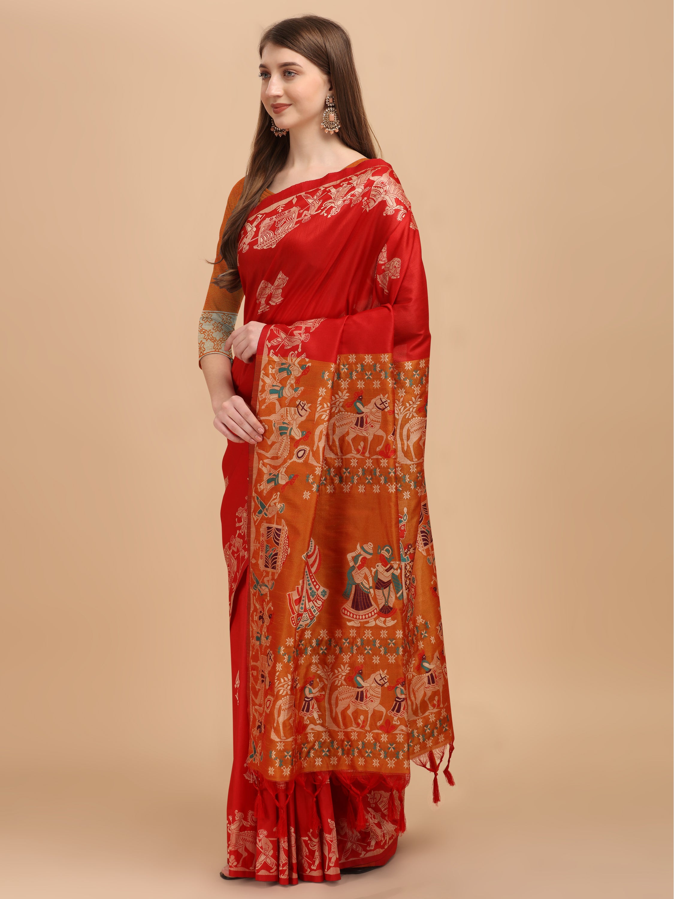 Red Color Raw Silk Saree -Shivika Collection YF#23042