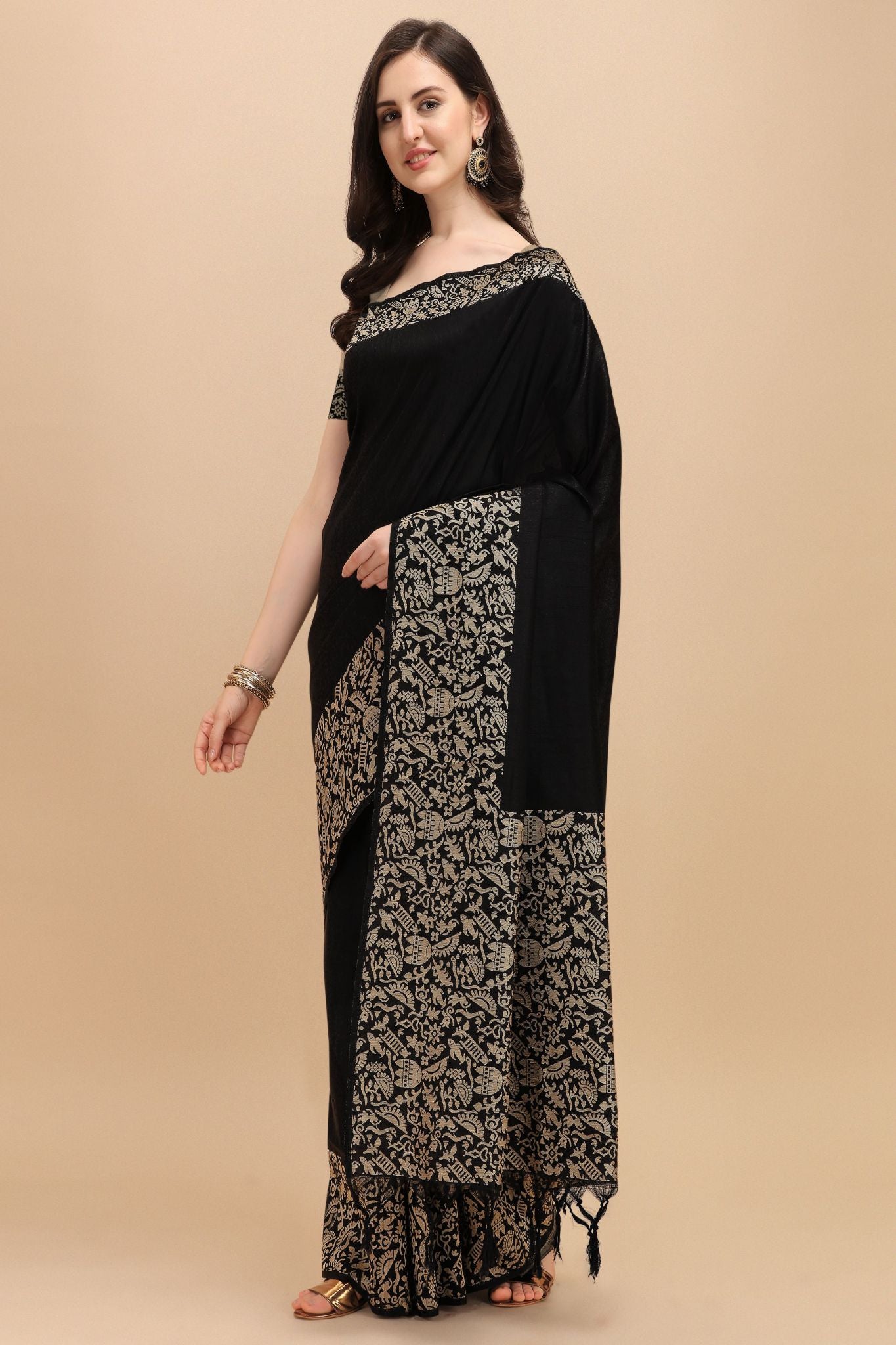 Black Color Banglori Raw Silk Saree  - Nayana Collection YF#23085