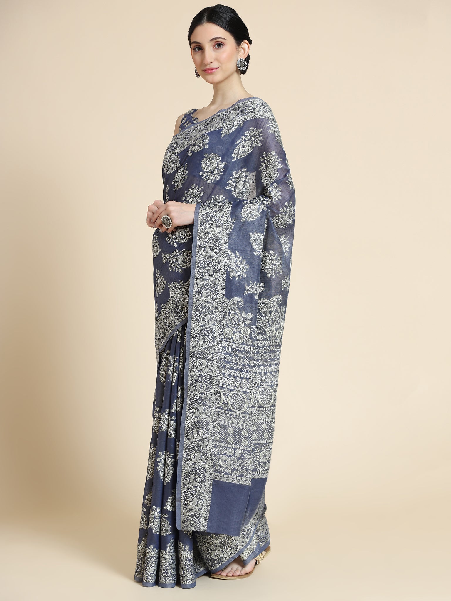 Blue Color Lucknowi Cotton Saree - Rasheeka  Collection YF#23028