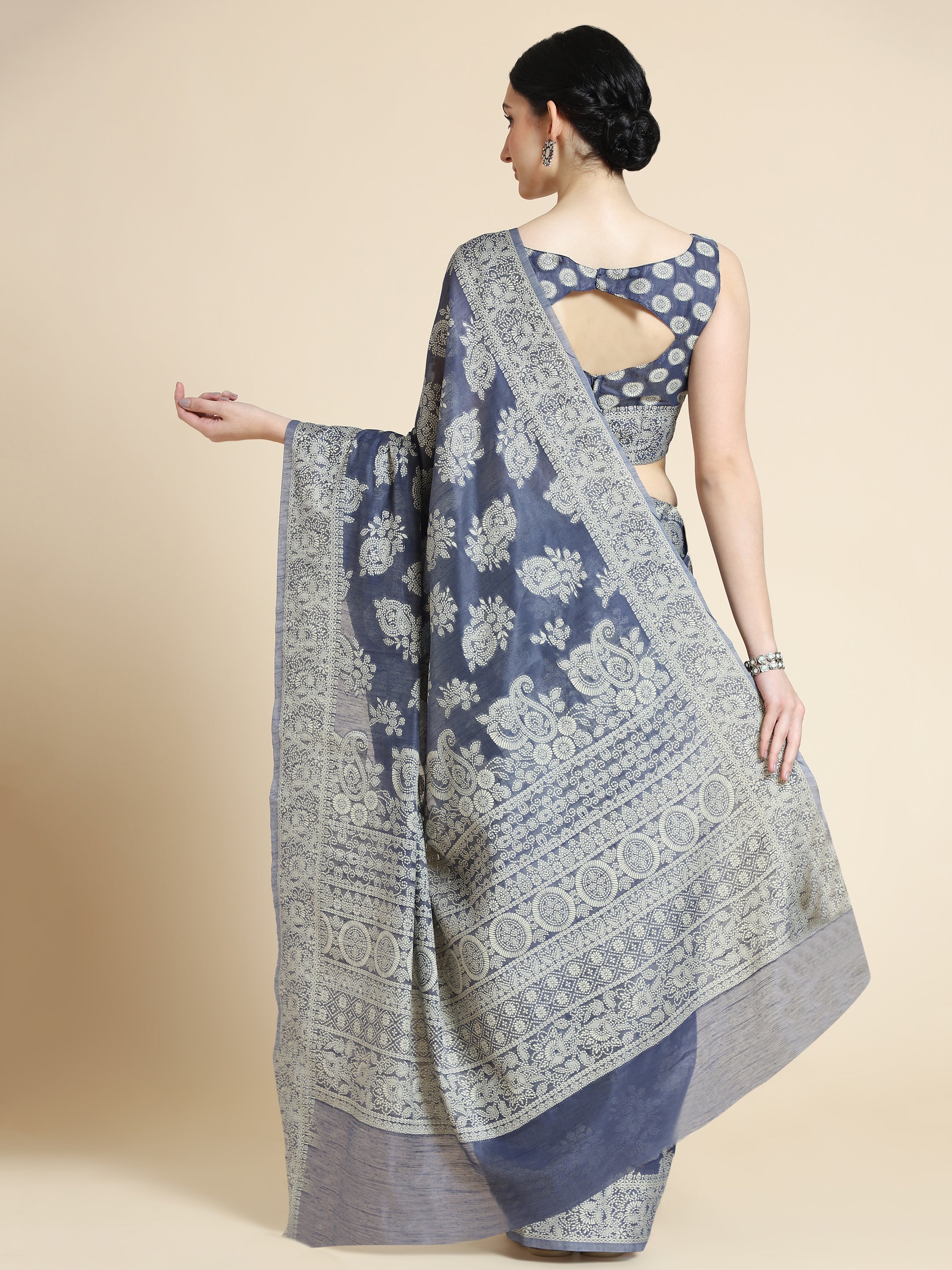 Blue Color Lucknowi Cotton Saree - Rasheeka  Collection YF#23028