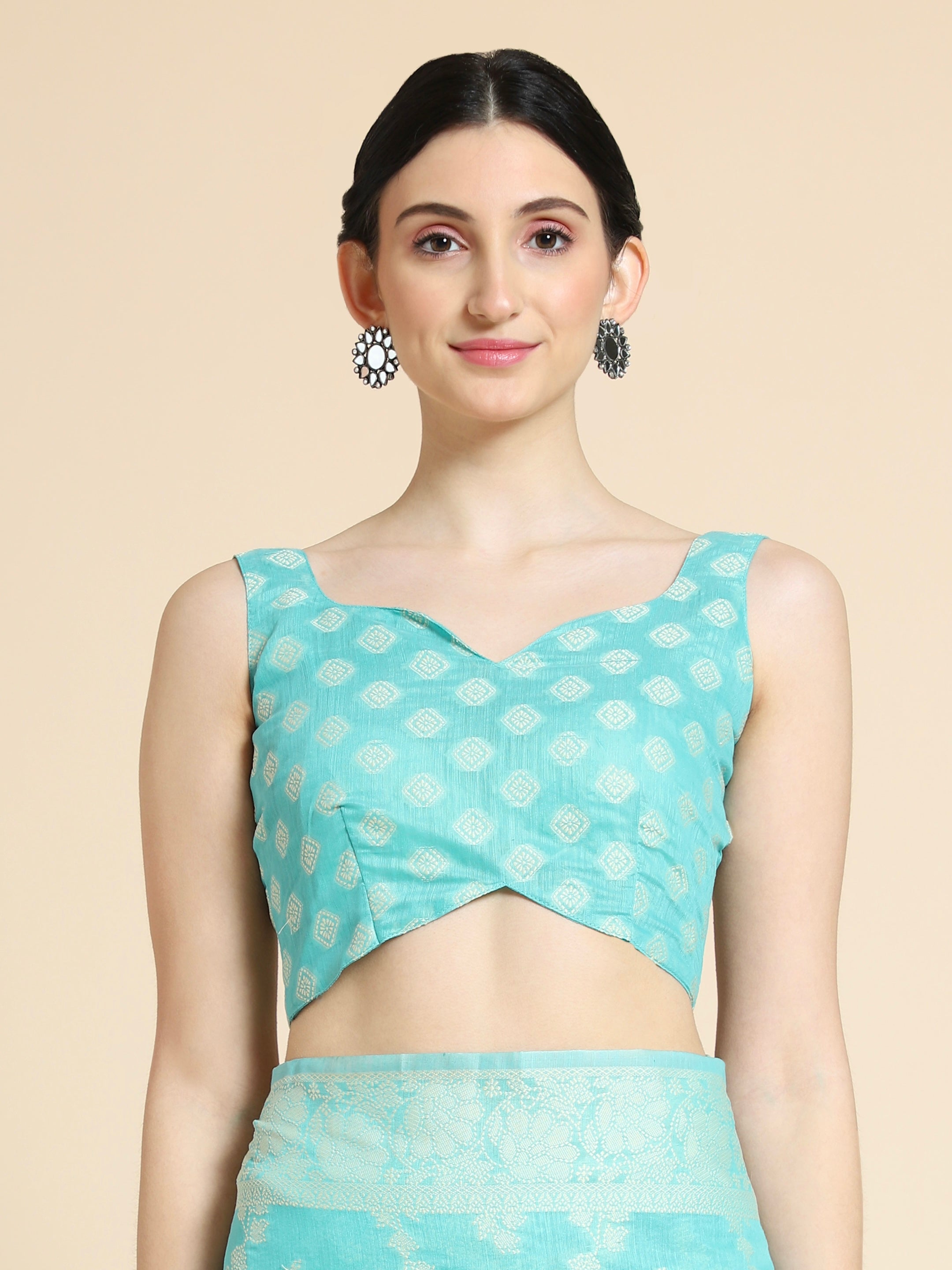 Turquoise Color Lucknowi Cotton Saree - Rasheeka  Collection YF#23031