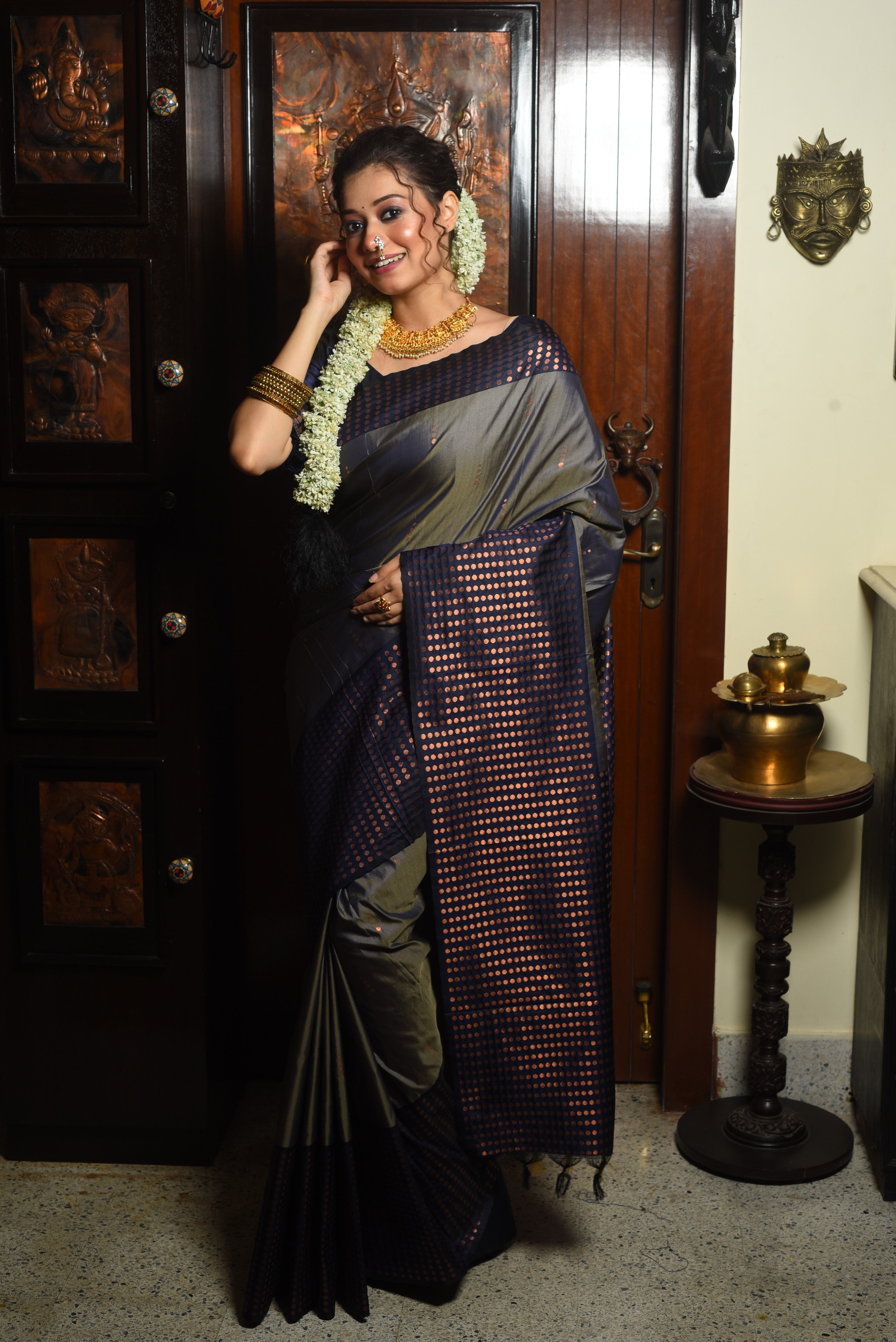 Grey Color Banarasi Silk Saree -Prasha Collection YF#23060