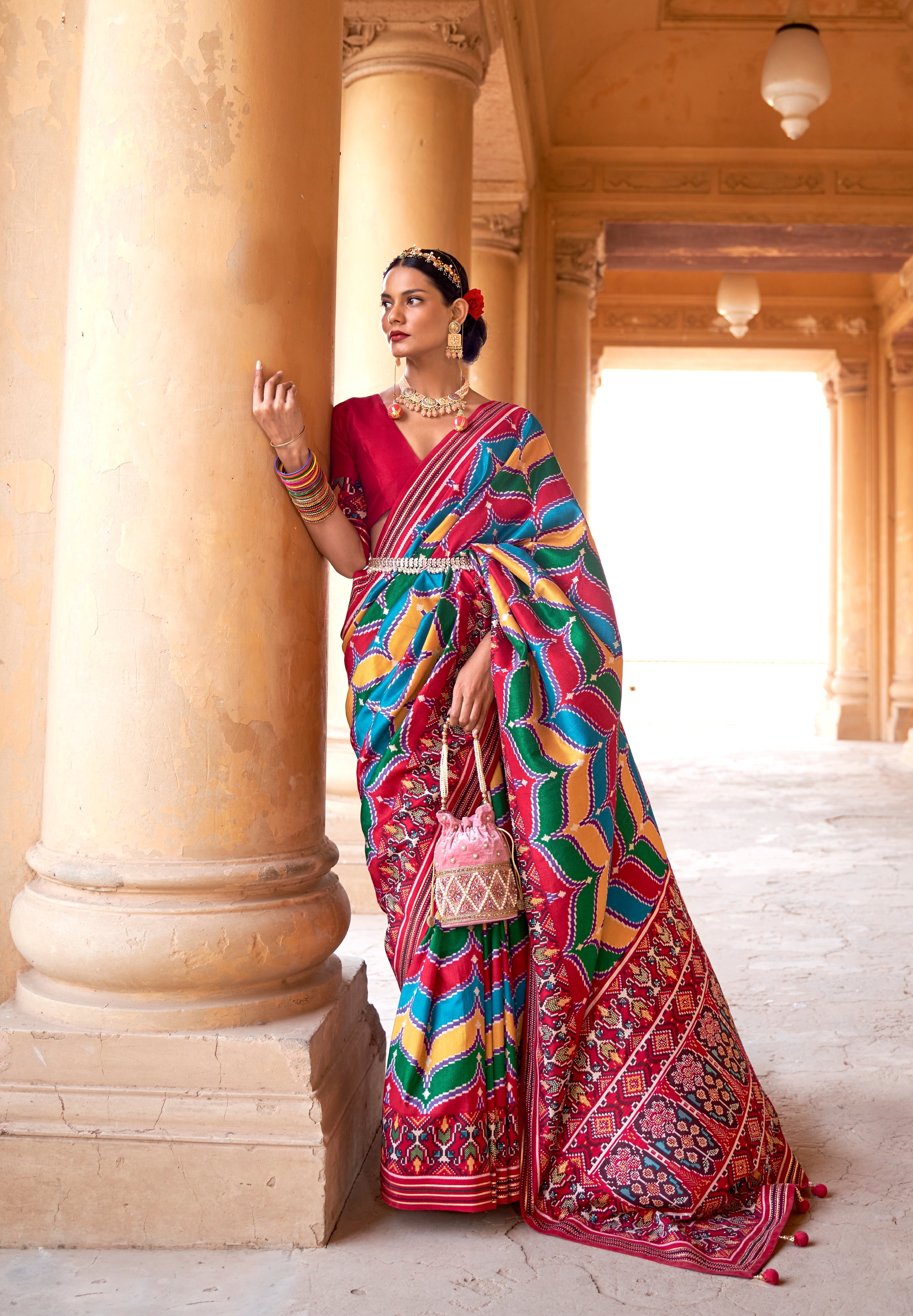 Multi Color Patola  Silk Saree -Saptshri  Collection YF#24230