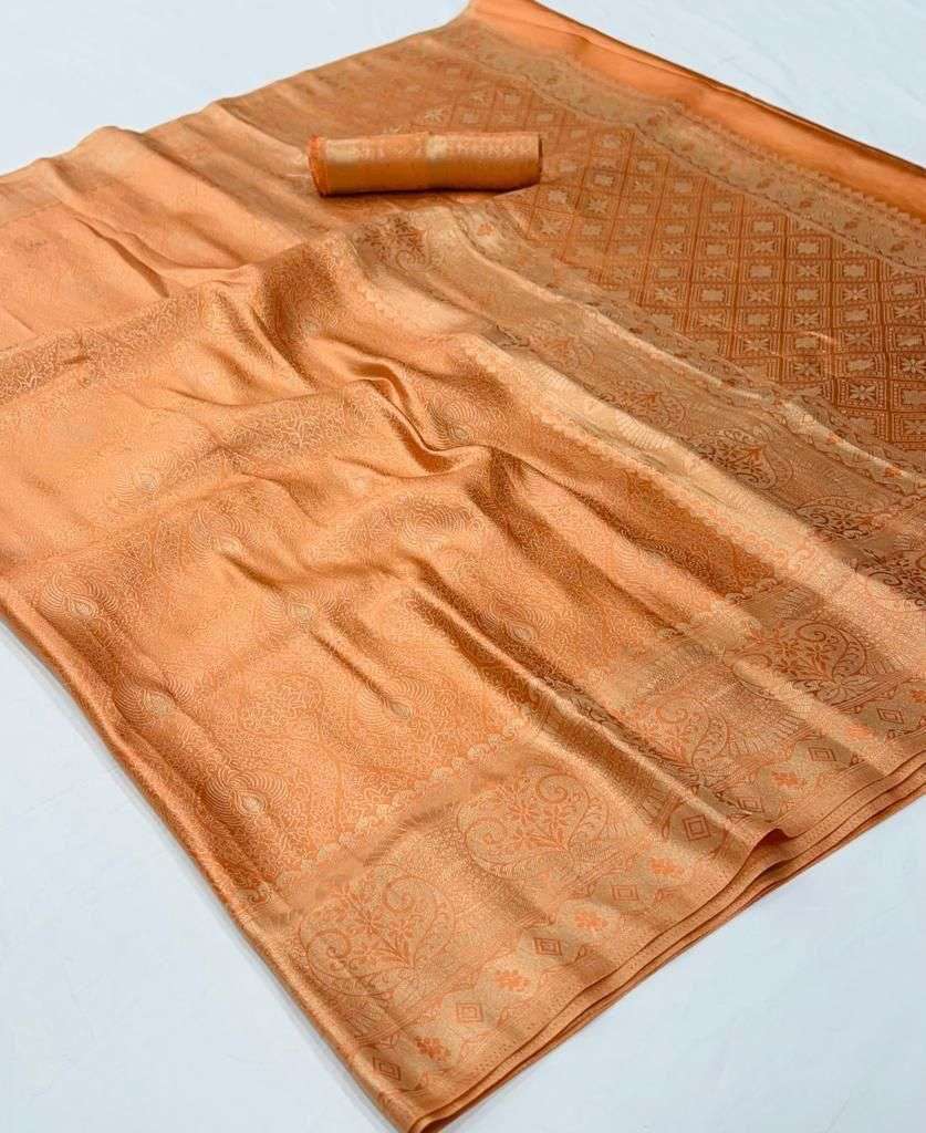 Peach Color Satin Weaving Silk -  Svarna  Collection  YF#20834 - YellowFashion.in by Ozone Shield