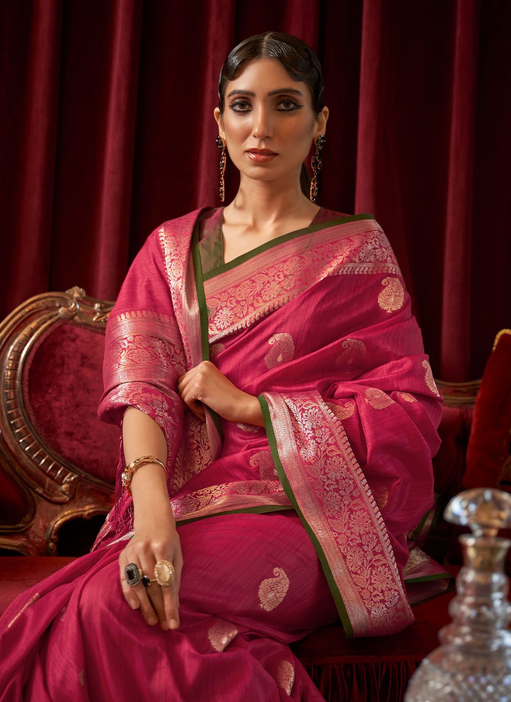 Pink Color Tussar Silk Weaving Saree- Advay Collection YF#21260 - YellowFashion.in by Ozone Shield